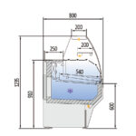 Vitrina Expositora Refrigerada con Reserva para Carnicería y Charcutería Cristal Curvo Evaporador Estático Serie VESPER VE-8-C 1025x800x1235h mm VE-8-10-C Docriluc - Imagen 3