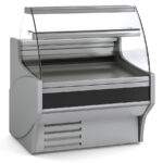Vitrina Expositora Refrigerada con Reserva para Carnicería y Charcutería Cristal Curvo Evaporador Estático Serie VESPER VE-9-C 1025x940x1235h mm VE-9-10-C Docriluc