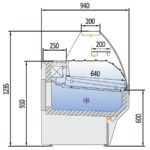Vitrina Expositora Refrigerada con Reserva para Carnicería y Charcutería Cristal Curvo Evaporador Estático Serie VESPER VE-9-C 1025x940x1235h mm VE-9-10-C Docriluc - Imagen 3