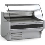 Vitrina Expositora Refrigerada con Reserva para Carnicería y Charcutería Cristal Curvo Evaporador Estático Serie VESPER VE-9-C 1265x940x1235h mm VE-9-13-C Docriluc