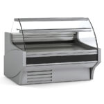 Vitrina Expositora Refrigerada con Reserva para Carnicería y Charcutería Cristal Curvo Evaporador Estático Serie VESPER VE-9-C 1505x940x1235h mm VE-9-15-C Docriluc