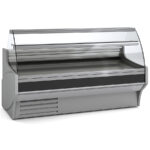 Vitrina Expositora Refrigerada con Reserva para Carnicería y Charcutería Cristal Curvo Evaporador Estático Serie VESPER VE-9-C 1985x940x1235h mm VE-9-20-C Docriluc