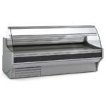 Vitrina Expositora Refrigerada con Reserva para Carnicería y Charcutería Cristal Curvo Evaporador Estático Serie VESPER VE-9-C 2465x940x1235h mm VE-9-25-C Docriluc