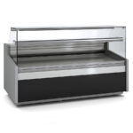 Vitrina Expositora Refrigerada con Reserva para Carnicería y Charcutería Cristal Recto Evaporador Estático Serie JUNIPER VE-9-RC 1985x960x1235h mm VE-9-20-RC Docriluc