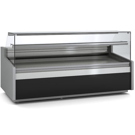 Vitrina Expositora Refrigerada con Reserva para Carnicería y Charcutería Cristal Recto Evaporador Estático Serie JUNIPER VE-9-RC 2465x960x1235h mm VE-9-25-RC Docriluc