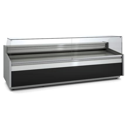 Vitrina Expositora Refrigerada con Reserva para Carnicería y Charcutería Cristal Recto Evaporador Ventilado Serie JUNIPER VE-9-RCB 2945x960x1150h mm VE-9-30-RCB-TF Docriluc