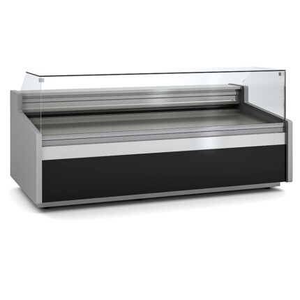 Vitrina Expositora Refrigerada con Reserva para Carnicería y Charcutería Cristal Recto Evaporador Estático Serie JUNIPER VE-9-RCB 2465x960x1150h mm VE-9-25-RCB Docriluc