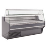 Vitrina Expositora Refrigerada con Reserva para Carnicería y Charcutería Cristal Recto Evaporador Estático Serie VESPER VE-8-R 1505x800x1235h mm VE-8-15-R Docriluc