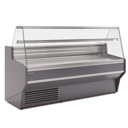 Vitrina Expositora Refrigerada con Reserva para Carnicería y Charcutería Cristal Recto Evaporador Estático Serie VESPER VE-8-R 1505x800x1235h mm VE-8-15-R Docriluc
