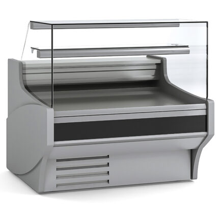 Vitrina Expositora Refrigerada con Reserva para Carnicería y Charcutería Cristal Recto Evaporador Estático Serie VESPER VE-9-RR 1265x940x1235h mm VE-9-13-RR Docriluc