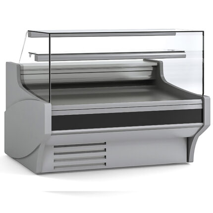 Vitrina Expositora Refrigerada con Reserva para Carnicería y Charcutería Cristal Recto Evaporador Estático Serie VESPER VE-9-RR 1505x940x1235h mm VE-9-15-RR Docriluc