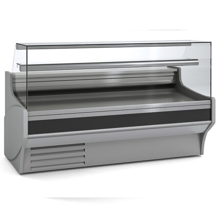 Vitrina Expositora Refrigerada con Reserva para Carnicería y Charcutería Cristal Recto Evaporador Estático Serie VESPER VE-9-RR 1985x940x1235h mm VE-9-20-RR Docriluc