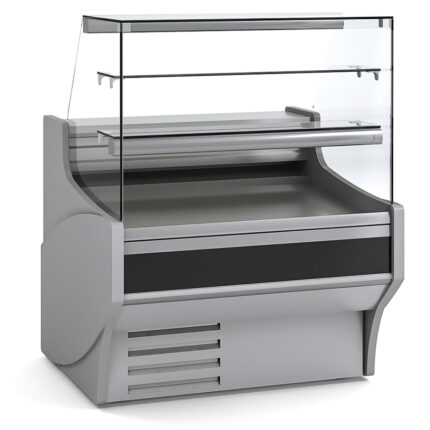 Vitrina Expositora Refrigerada con Reserva para Carnicería y Charcutería Cristal Recto Evaporador Estático Serie VESPER VEP-9-RR 1025x940x1300h mm VEP-9-10-RR Docriluc