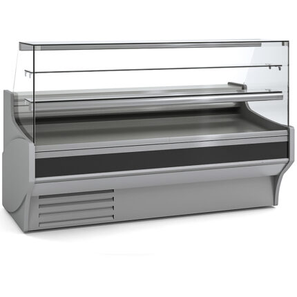 Vitrina Expositora Refrigerada con Reserva para Carnicería y Charcutería Cristal Recto Evaporador Estático Serie VESPER VEP-9-RR 1985x940x1300h mm VEP-9-20-RR Docriluc