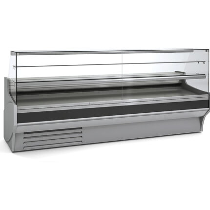 Vitrina Expositora Refrigerada con Reserva para Carnicería y Charcutería Cristal Recto Evaporador Estático Serie VESPER VEP-9-RR 2945x940x1300h mm VEP-9-30-RR Docriluc