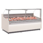 Vitrina Expositora Refrigerada con Reserva para Carnicería y Charcutería Cristal Recto Evaporador Ventilado Serie JUNIPER VE-10E-RC-TF 1025x1120x1200h mm VE-10E-10-RC-TF Docriluc