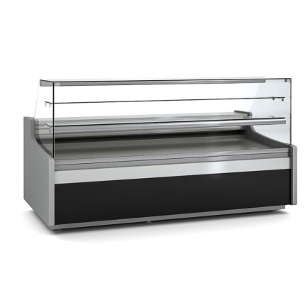 Vitrina Expositora Refrigerada con Reserva para Carnicería y Charcutería Cristal Recto Evaporador Estático Serie JUNIPER VEP-9-RC 2465x960x1300h mm VEP-9-25-RC Docriluc