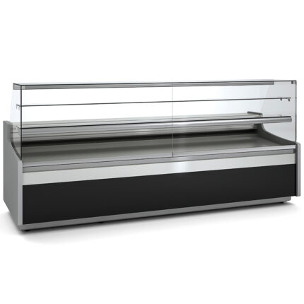 Vitrina Expositora Refrigerada con Reserva para Carnicería y Charcutería Cristal Recto Evaporador Ventilado Serie JUNIPER VE-9-RC 2945x960x1235h mm VE-9-30-RC-TF Docriluc