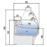 Vitrina Expositora Refrigerada con Reserva para Pastelería Cristal Curvo Evaporador Estático Serie VESPER VEP-9-C 2945x940x1300h mm VEP-9-30-C Docriluc - Imagen 3