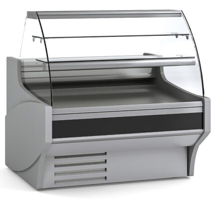 Vitrina Expositora Refrigerada con Reserva para Pastelería Cristal Curvo Evaporador Estático Serie VESPER VEP-9-C 1265x940x1300h mm VEP-9-13-C Docriluc