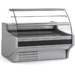 Vitrina Expositora Refrigerada con Reserva para Pastelería Cristal Curvo Evaporador Estático Serie VESPER VEP-9-C 1505x940x1300h mm VEP-9-15-C Docriluc