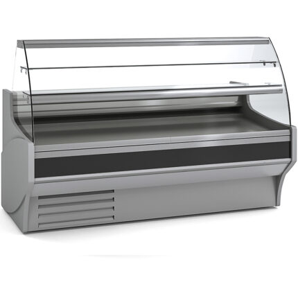 Vitrina Expositora Refrigerada con Reserva para Pastelería Cristal Curvo Evaporador Estático Serie VESPER VEP-9-C 1985x940x1300h mm VEP-9-20-C Docriluc
