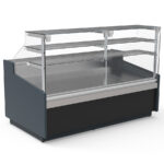 Vitrina Expositora Refrigerada con Reserva para Pastelería Cristal Recto Evaporador Ventilado Serie JUNIPER VEPR-10-RC-TF 2945x1120x1350h mm VEPR-10E-30-RC-TF Docriluc