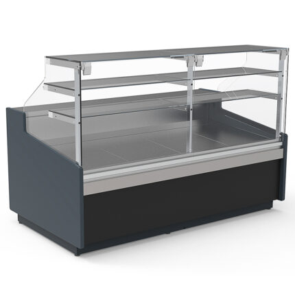 Vitrina Expositora Refrigerada con Reserva para Pastelería Cristal Recto Evaporador Ventilado Serie JUNIPER VEPR-10-RC-TF 2945x1120x1350h mm VEPR-10E-30-RC-TF Docriluc