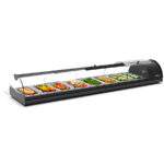 Vitrina Expositora Refrigerada para Buffet 8 Bandejas GN 1/3X40 Cristal Curvo Sobremesa Gama Self-service 1680x380x245h mm S8N Sayl