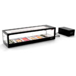 Vitrina Expositora Refrigerada para Sushi 6 Bandejas GN 1/3x40 Cristal Recto Grupo Remoto Sobremesa Gama LOGIC 1190x380x300h mm VTLG6SGR Sayl