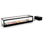 Vitrina Expositora Refrigerada para Sushi 8 Bandejas GN 1/3x40 Cristal Recto Grupo Remoto Sobremesa Gama LOGIC 1540x380x300h mm VTLG8SGR Sayl