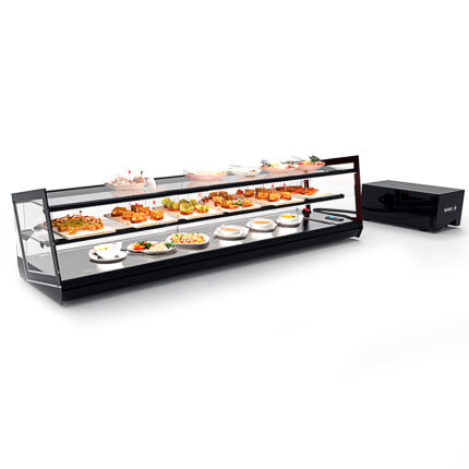 Vitrina Expositora Refrigerada para Tapas 1 Estante Cuba Plana Cristal Recto Grupo Remoto Sobremesa Gama KUBE 1175x385x360h mm VCKB6GRP Sayl