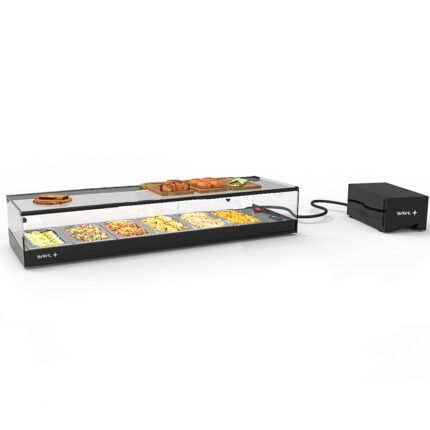 Vitrina Expositora Refrigerada para Tapas 6 Bandejas GN 1/3x40 Cristal Recto Grupo Remoto Sobremesa Gama LOGIC 1175x385x225h mm VTLG6GR Sayl