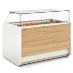 Vitrina Expositora Refrigerada sin Reserva 30 Cubetas GN 1/6 Cristal Recto Evaporador Ventilado Serie VALORIAN VETB-10 - 1985x1000x1210h mm VETB-10-20-TF 1/6 Docriluc