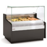 Vitrina Expositora Caliente Calor Seco 2 Cubetas GN 1/1-150 Cristal Recto Serie JUNIPER VES-10-RC 1025x1080x1235h mm VE-10-10-HE-RC Docriluc