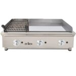 Frytop a Gas Acero Placa Lisa Cromo Duro + Barbacoa a Gas Piedra Volcánica Sobremesa Gama 600 - 1000x587x364h mm 100FRYGCBN ARILEX