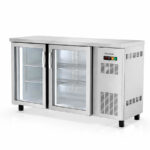 Mesa Refrigerada Acero Inoxidable 2 Puertas de Cristal 325 Litros 4 Estantes Serie DSB 1485x530x880h mm DSBIE-150 Docriluc