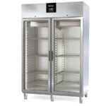 Armario Expositor de Congelación Acero Inoxidable 2 Puertas de Cristal 8 Estantes 1282 Litros Serie MIRAGE 1350x850x2130h mm CAGNV-140-2 Docriluc