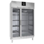 Armario Expositor de Congelación Acero Inoxidable 2 Puertas de Cristal 8 Estantes 964 Litros Serie MIRAGE 1250x700x2040h mm CAGNV-125-1/1-2/1 Docriluc