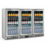Armario Expositor Refrigerado Acero Inoxidable 3 Puertas de Cristal 305 Litros 2 Estantes Serie EHB 1375x520x850h mm EHB-350-LI Docriluc