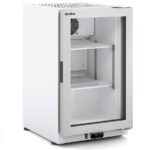 Armario Expositor Refrigerado Blanco 1 Puerta de Cristal 69 Litros 2 Estantes Serie DECVA 450x495x740h mm DECVA-400 Docriluc