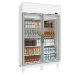 Armario Expositor Refrigerado Blanco 2 Puertas de Cristal 1000 Litros 8 Estantes Serie AGPA 1250x700x2040h mm AGPA-125 Docriluc