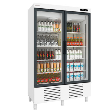 Armario Expositor Refrigerado Blanco 2 Puertas de Cristal 1000 Litros 8 Estantes Serie ARPA 1250x700x2040h mm ARPA-125 Docriluc