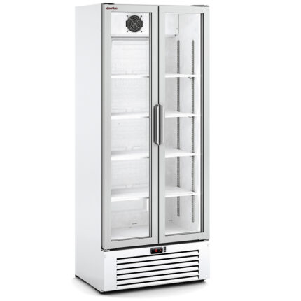 Armario Expositor Refrigerado Blanco 2 Puertas de Cristal 412 Litros 4 Estantes Serie EVR 750x510x1826h mm EVR-750 Docriluc