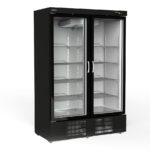 Armario Expositor de Congelación Negro 2 Puertas de Cristal 1201 Litros 8 Estantes Serie DEBC 1370x735x2055h mm DEBC-1302 Docriluc