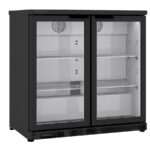 Armario Expositor Refrigerado Negro 2 Puertas de Cristal 200 Litros 2 Estantes Serie EHB 925x520x850h mm EHB-250-L Docriluc