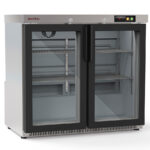 Armario Expositor Refrigerado Acero Inoxidable 2 Puertas de Cristal 200 Litros 2 Estantes Serie EHB 925x520x850h mm EHB-250-LI Docriluc