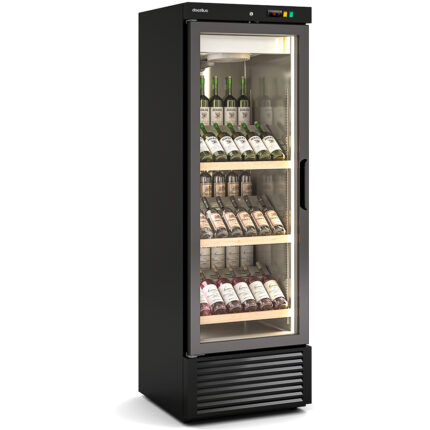 Armario Expositor Refrigerado para Vinos 1 Puerta de Cristal 505 Litros 105 Botellas 6 Estantes Serie CÉPAGE 680x735x2055h mm DEBRW-751-NN Docriluc