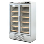 Armario Expositor Refrigerado para Vinos 2 Puertas de Cristal 1000 Litros 252 Botellas 10 Estantes Serie EOSINE 1250x700x1935h mm ARWI-125-2E Docriluc