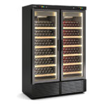 Armario Expositor Refrigerado para Vinos 2 Puertas de Cristal 1010 Litros 210 Botellas 12 Estantes Serie CÉPAGE 1370x735x2055h mm DEBRW-1302/2-NN Docriluc